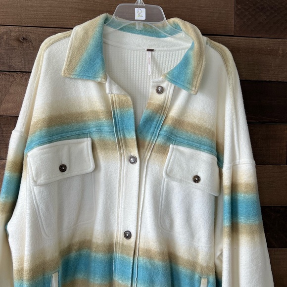 NWT Free People Women's Ruby Jacket Shacket in West Coast Striped Size XL - Picture 3 of 7